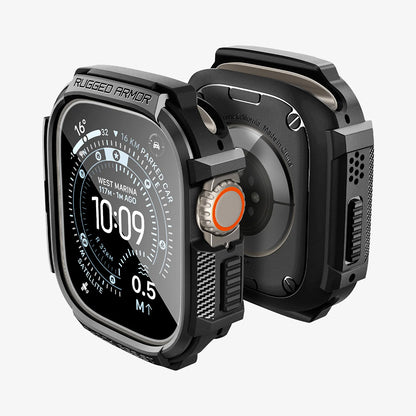 Spigen Rugged Armor Hülle mit Displayschutz für Apple Watch Ultra Series, Schwarz ACS11414