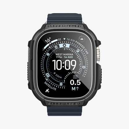 Spigen Rugged Armor Hülle mit Displayschutz für Apple Watch Ultra Series, Schwarz ACS11414