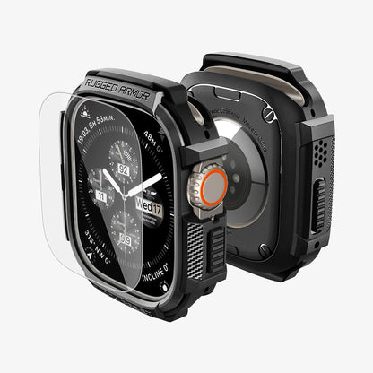 Spigen Rugged Armor Hülle mit Displayschutz für Apple Watch Ultra Series, Schwarz ACS11414