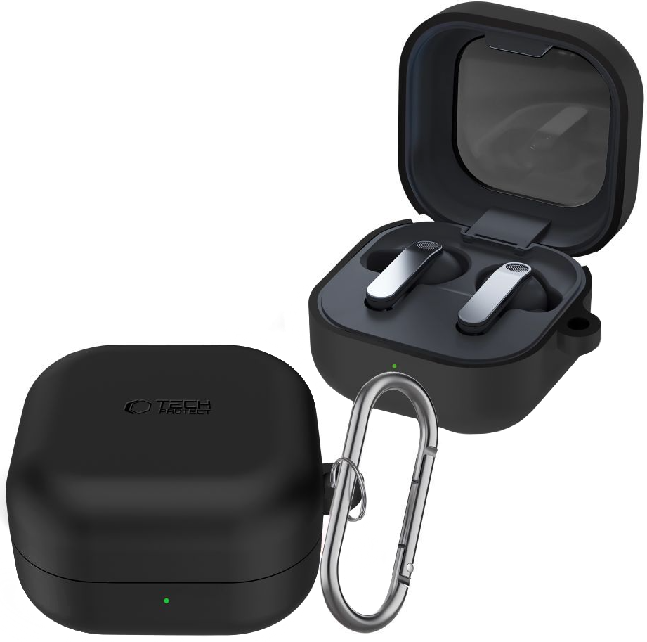 Étui Tech-Protect Silicone Hook pour Samsung Galaxy Buds4 / Buds4 Pro, Noir