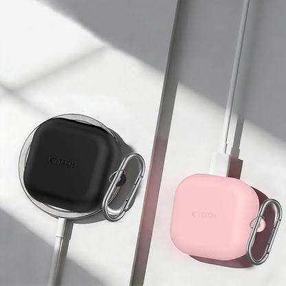 Étui Tech-Protect Silicone Hook pour Samsung Galaxy Buds4 / Buds4 Pro, Noir