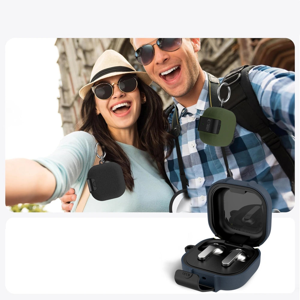 Étui Tech-Protect Slim Hook pour Samsung Galaxy Buds4 / Buds4 Pro, Noir