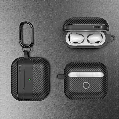 Techsuit CarbonFiber Hülle für Apple AirPods 3, Schwarz