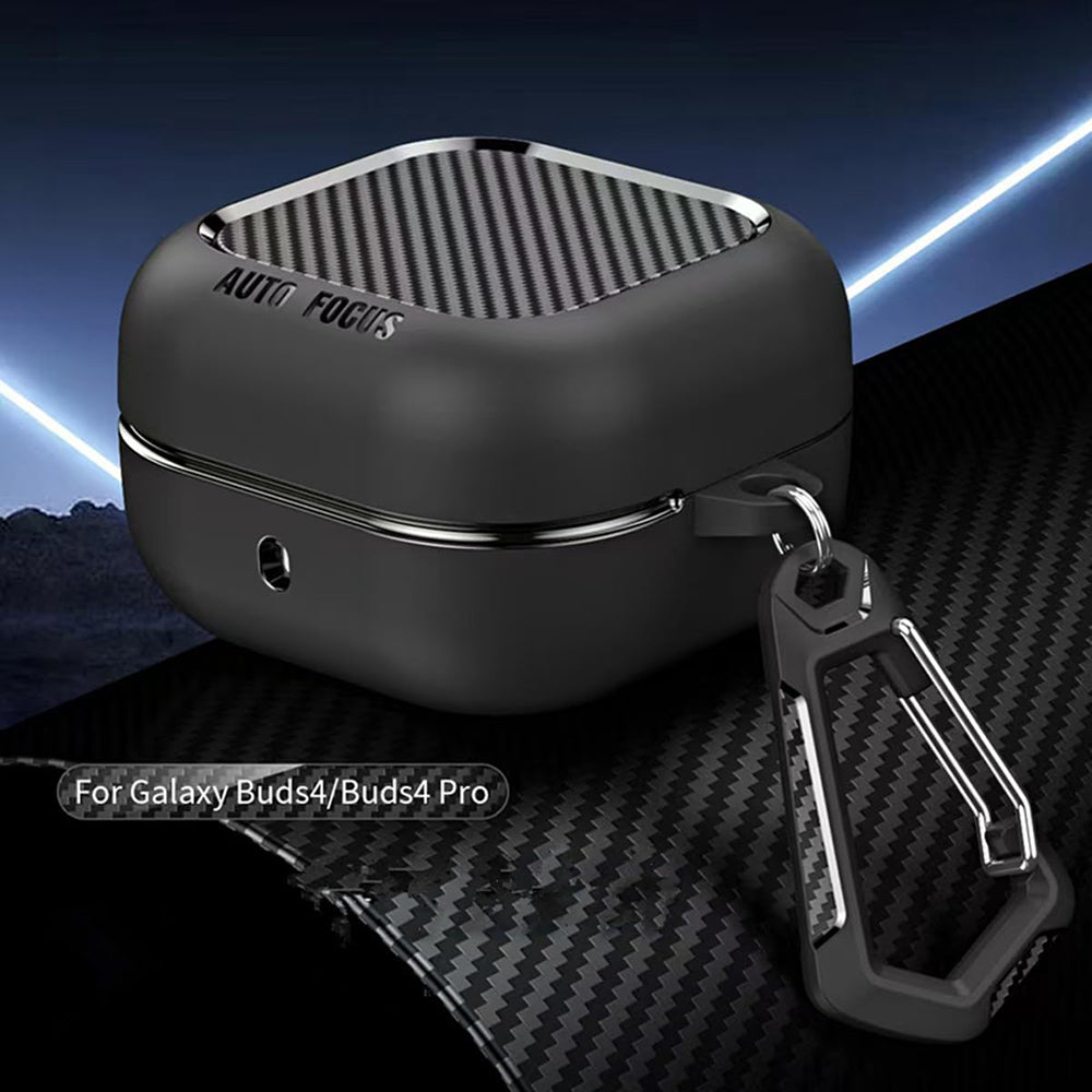 Techsuit CarbonFiber Case for Samsung Galaxy Buds4 / Buds4 Pro, Black