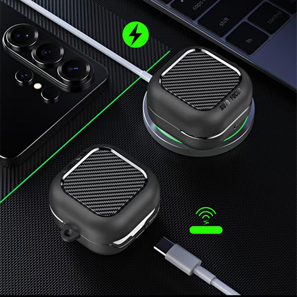 Techsuit CarbonFiber Case for Samsung Galaxy Buds4 / Buds4 Pro, Black