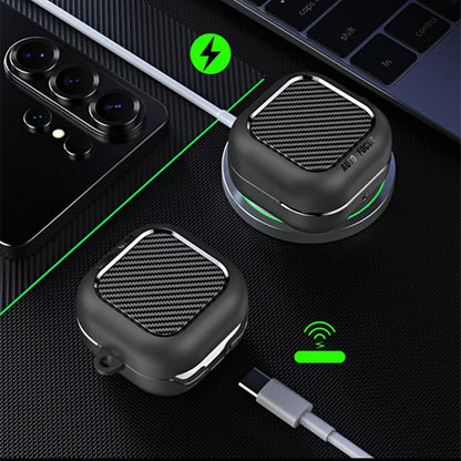 Techsuit CarbonFiber Case for Samsung Galaxy Buds4 / Buds4 Pro, Black