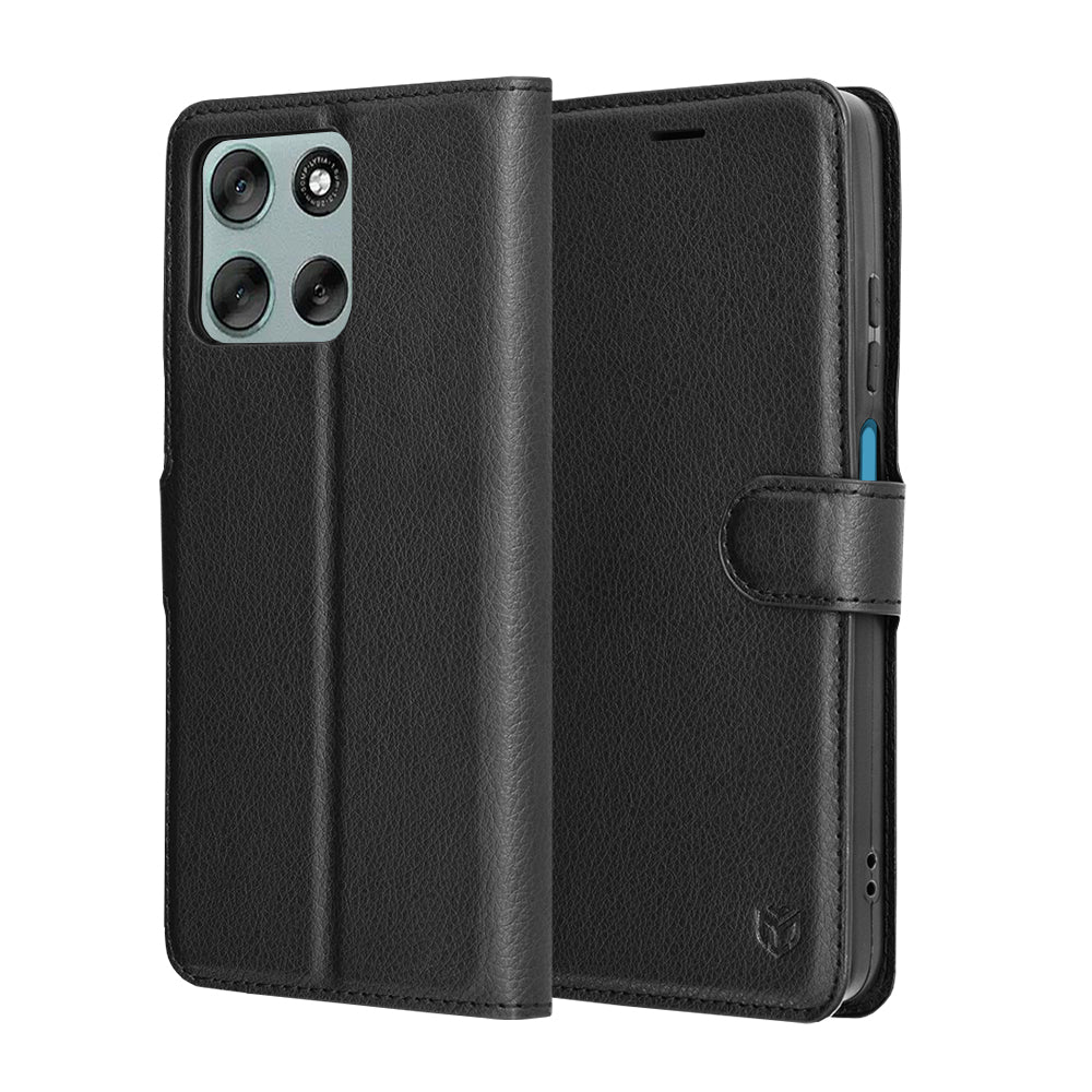 Case for Motorola Moto G56, Techsuit, Leather Folio, Black