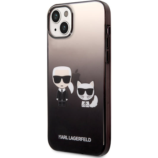 Étui pour Apple iPhone 14 Plus, Karl Lagerfeld, Gradient Karl & Choupette, Noir