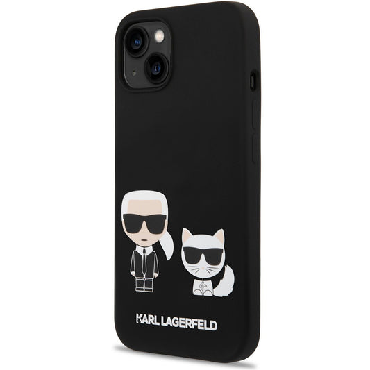Étui MagSafe pour Apple iPhone 14 Plus, Karl Lagerfeld, Silicone Karl & Choupette, Noir