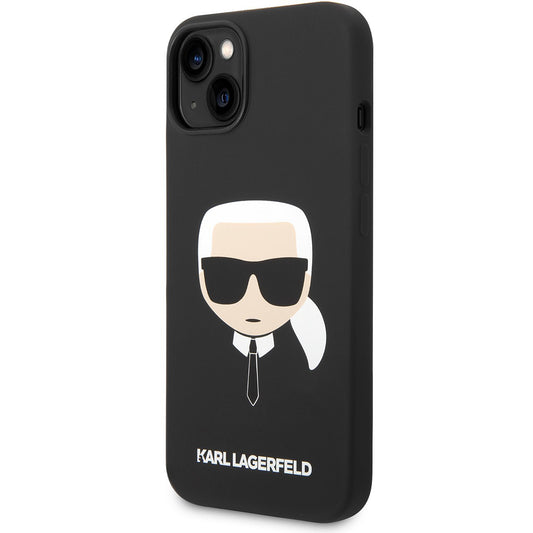 Étui pour Apple iPhone 14 Plus, Karl Lagerfeld, Silicone Tête de Karl, Noir