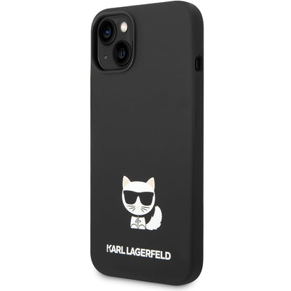 Coque pour Apple iPhone 14 Plus, Karl Lagerfeld, Silicone Body Choupette, Noire