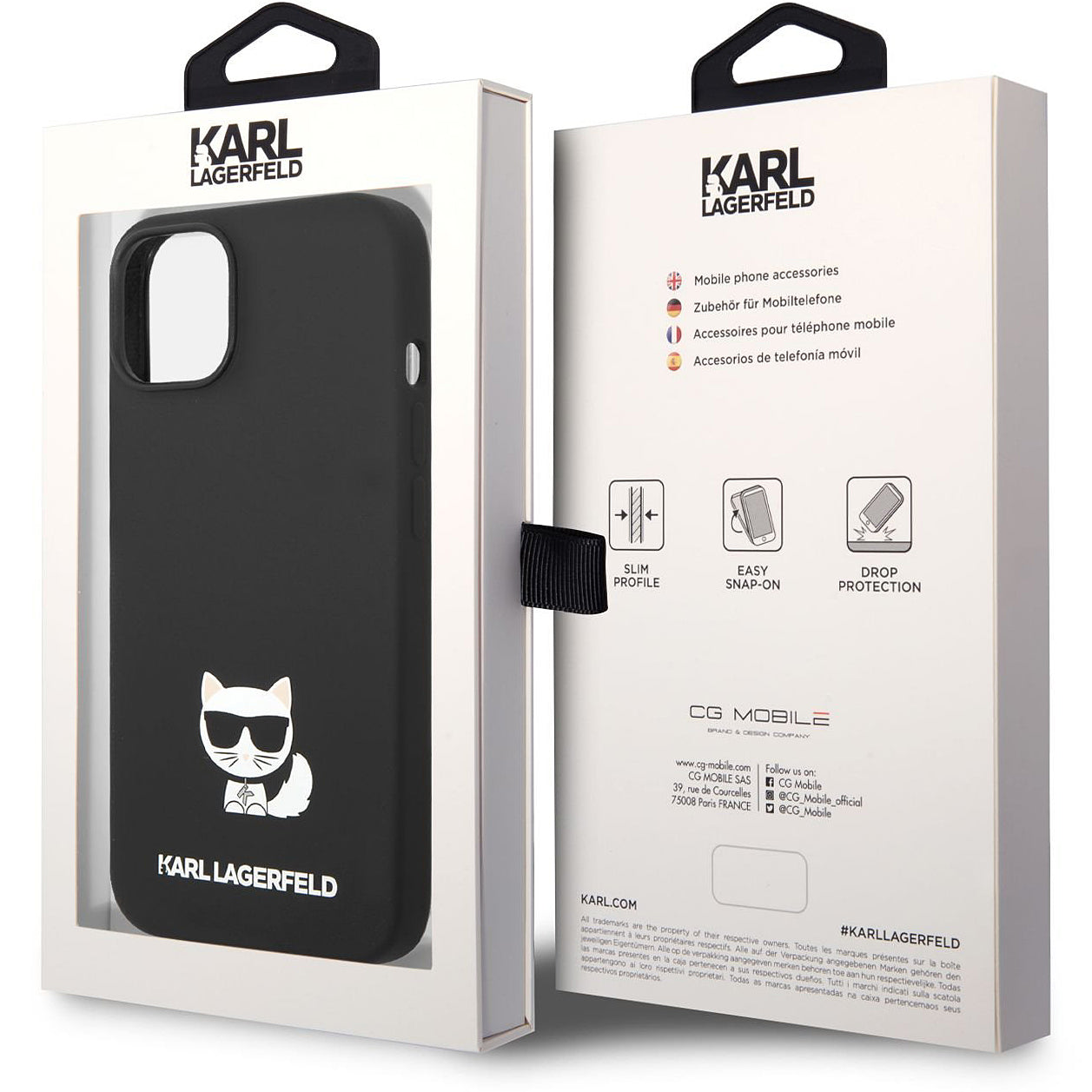 Coque pour Apple iPhone 14 Plus, Karl Lagerfeld, Silicone Body Choupette, Noire
