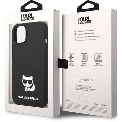 Coque pour Apple iPhone 14 Plus, Karl Lagerfeld, Silicone Body Choupette, Noire