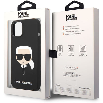 MagSafe Case for Apple iPhone 14 Plus, Karl Lagerfeld, Liquid Silicone Karl Head, Black