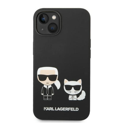 Étui MagSafe pour Apple iPhone 14 Plus, Karl Lagerfeld, Silicone Karl & Choupette, Noir