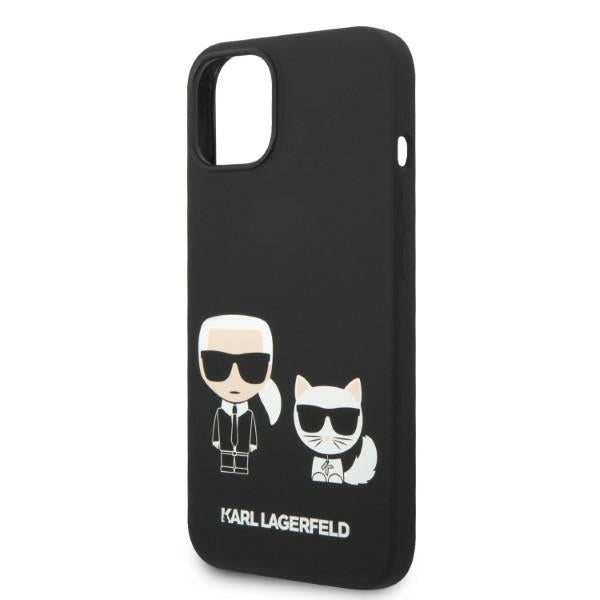 Étui MagSafe pour Apple iPhone 14 Plus, Karl Lagerfeld, Silicone Karl & Choupette, Noir