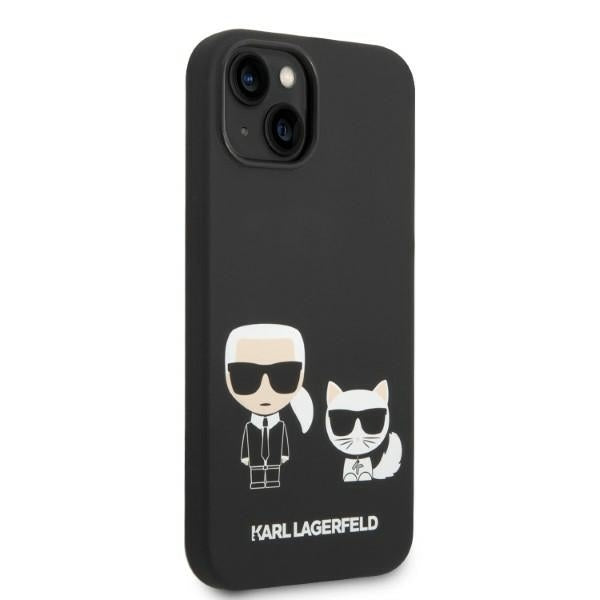 Étui MagSafe pour Apple iPhone 14 Plus, Karl Lagerfeld, Silicone Karl & Choupette, Noir