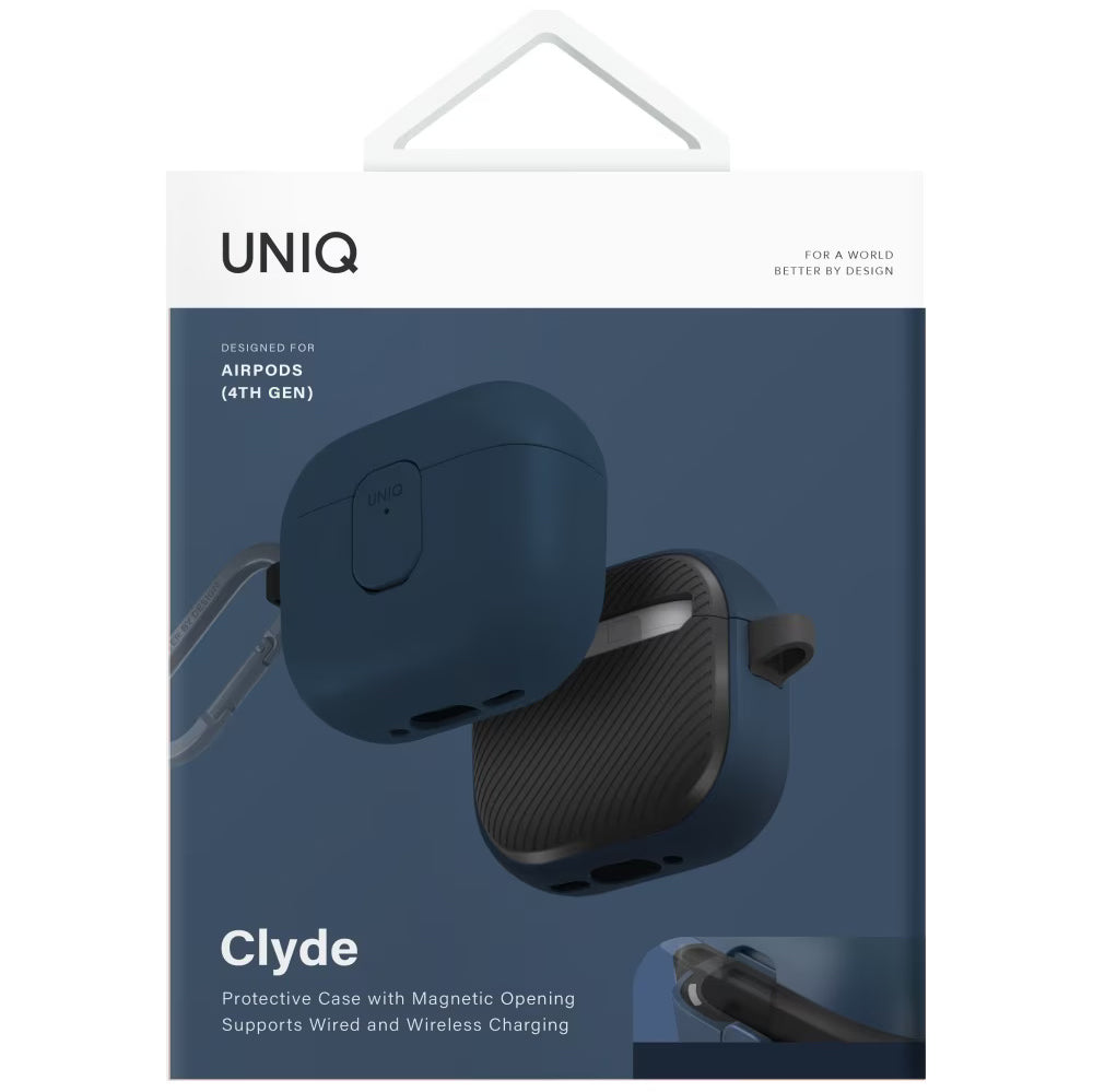 Housse UNIQ Clyde pour Apple AirPods 4, Bleu Noir