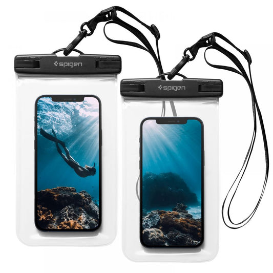 Universal-Wasserfeste Hülle für Telefon max. 3,5 Zoll - 7 Zoll, Spigen, A601, Set 2 Stück, Transparent AMP03098