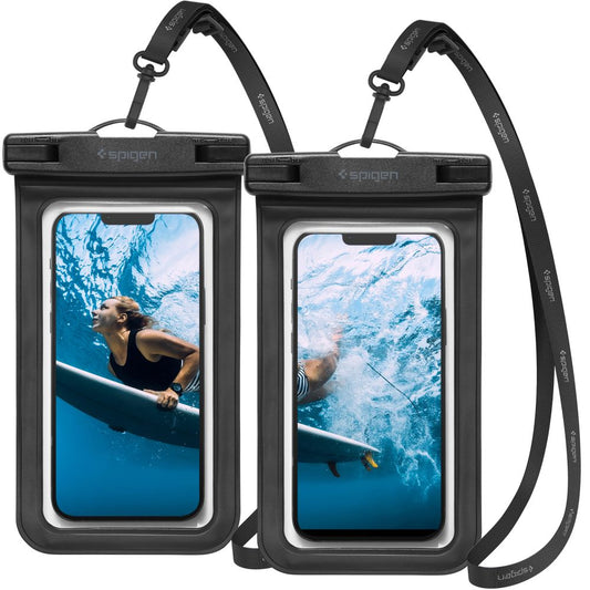 Universal-Wasserfeste Hülle für Telefon max. 3,5 Zoll - 7 Zoll, Spigen, A601, Set 2 Stück, Schwarz AMP04523