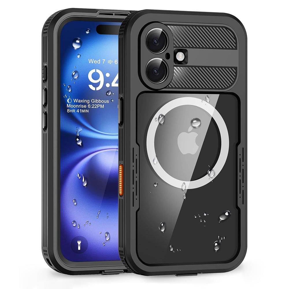 Coque étanche pour Apple iPhone 16, ShellBox, Carbone, Noire