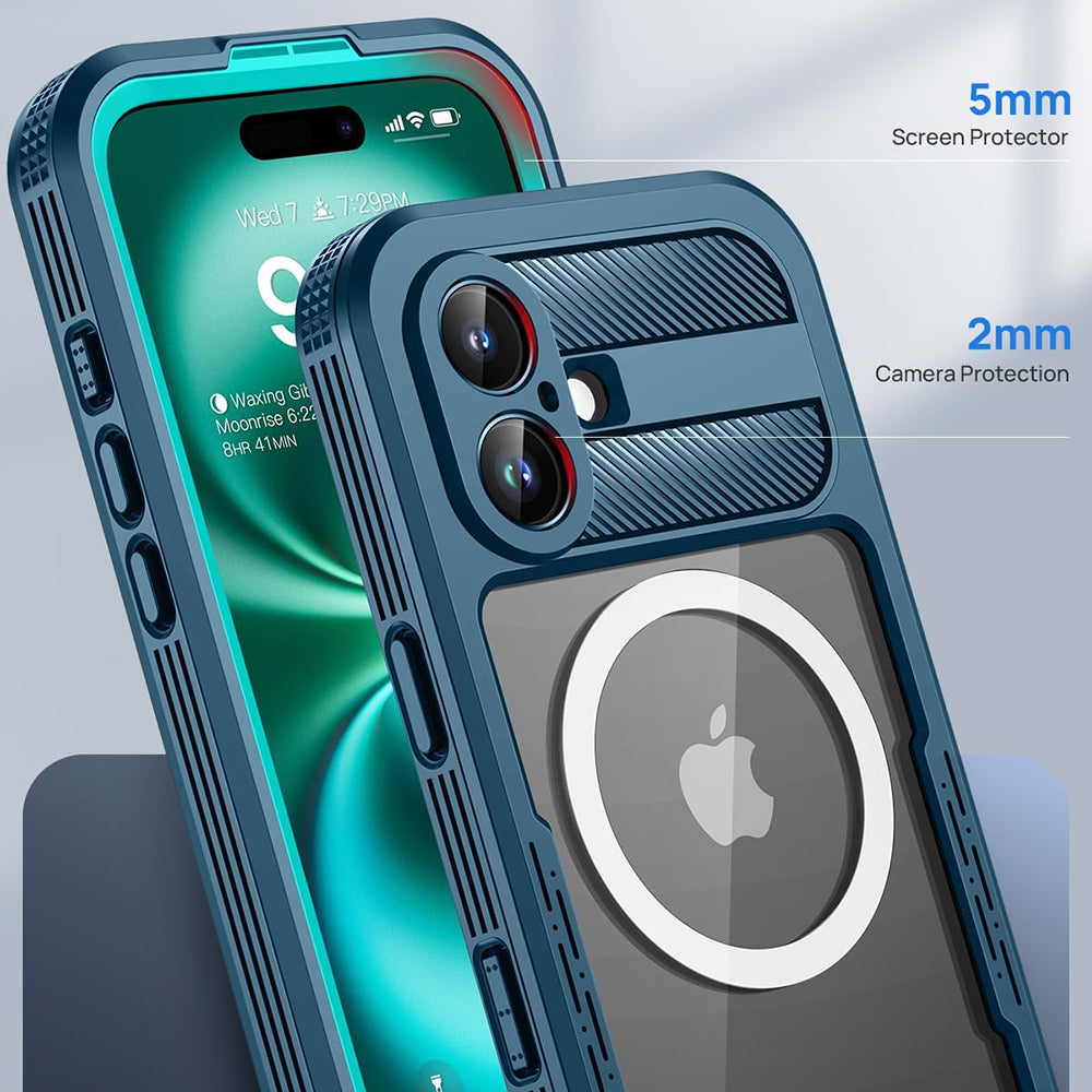 Coque étanche pour Apple iPhone 16, ShellBox, Carbone, Noire