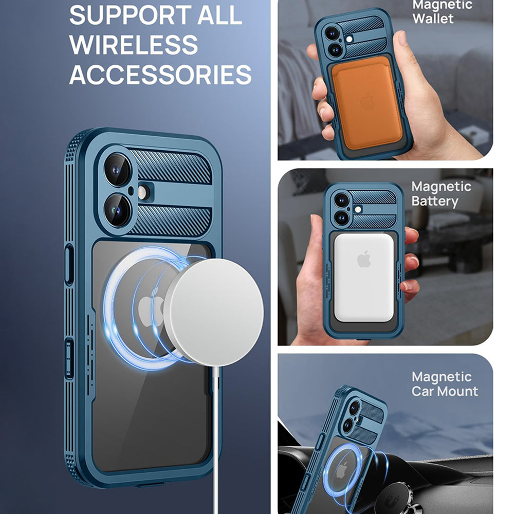 Coque étanche pour Apple iPhone 16, ShellBox, Carbone, Noire