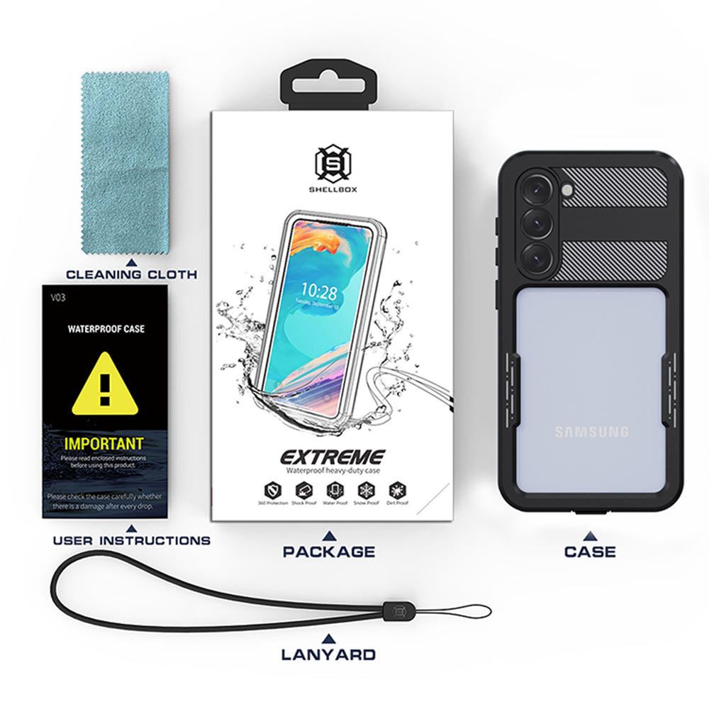 Waterproof Case for Samsung Galaxy S23+ S916, ShellBox, Black