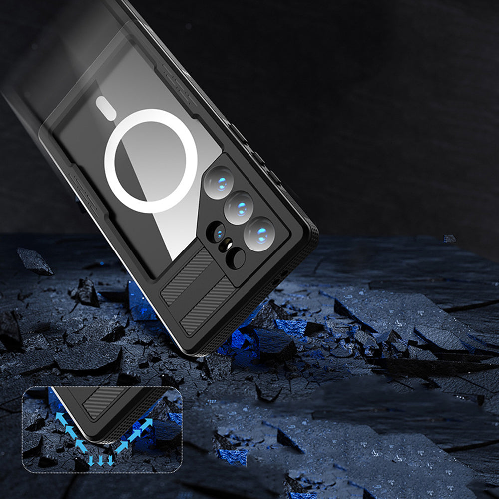 Coque Waterproof pour Samsung Galaxy S24 Ultra S928, ShellBox, Noire