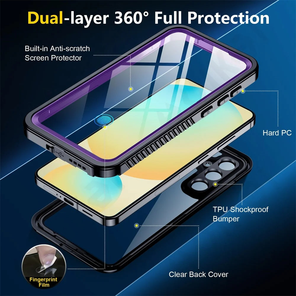 Coque Waterproof pour Samsung Galaxy S25 S931, ShellBox, Noire
