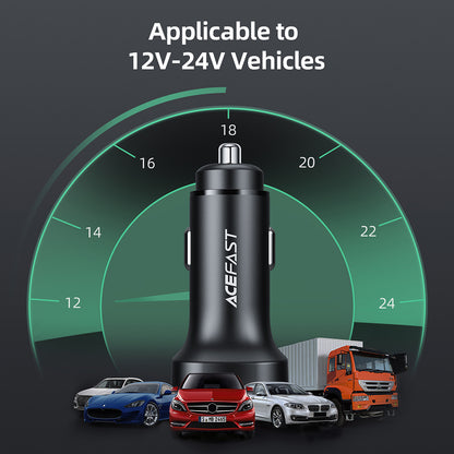 Auto-Ladegerät Acefast B2, 72W, 3A, 2 x USB-C, Schwarz