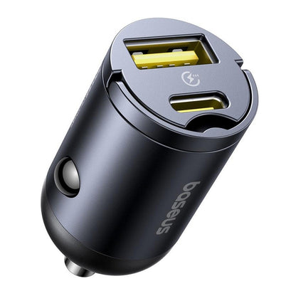 Chargeur de voiture Baseus Tiny Star, 30W, 3A, 1 x USB-A - 1 x USB-C, Noir C00035001121-02