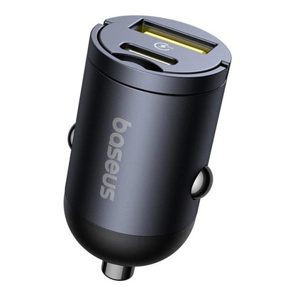 Chargeur de voiture Baseus Tiny Star, 30W, 3A, 1 x USB-A - 1 x USB-C, Noir C00035001121-02