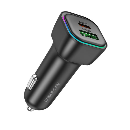 Chargeur de voiture Borofone BZ28A Trophie, 30W, 3A, 1 x USB-A - 1 x USB-C, Noir
