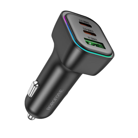 Chargeur de voiture Borofone BZ28C Trophie, 60W, 3A, 1 x USB-A, 2 x USB-C, Noir