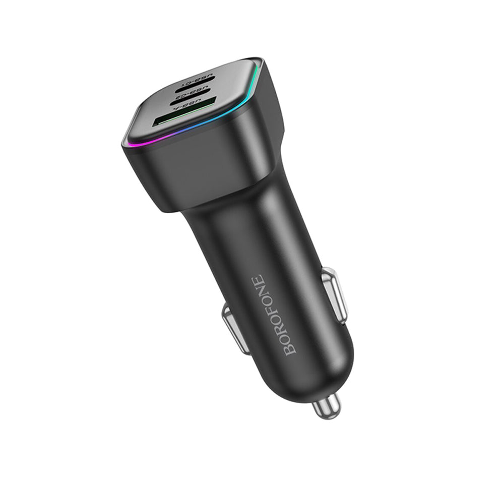 Auto-Ladegerät Borofone BZ28C Trophie, 60W, 3A, 1 x USB-A, 2 x USB-C, Schwarz