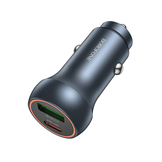 Chargeur de voiture Borofone BZ32B Fresh, 48W, 3A, 1 x USB-A - 1 x USB-C, Gris