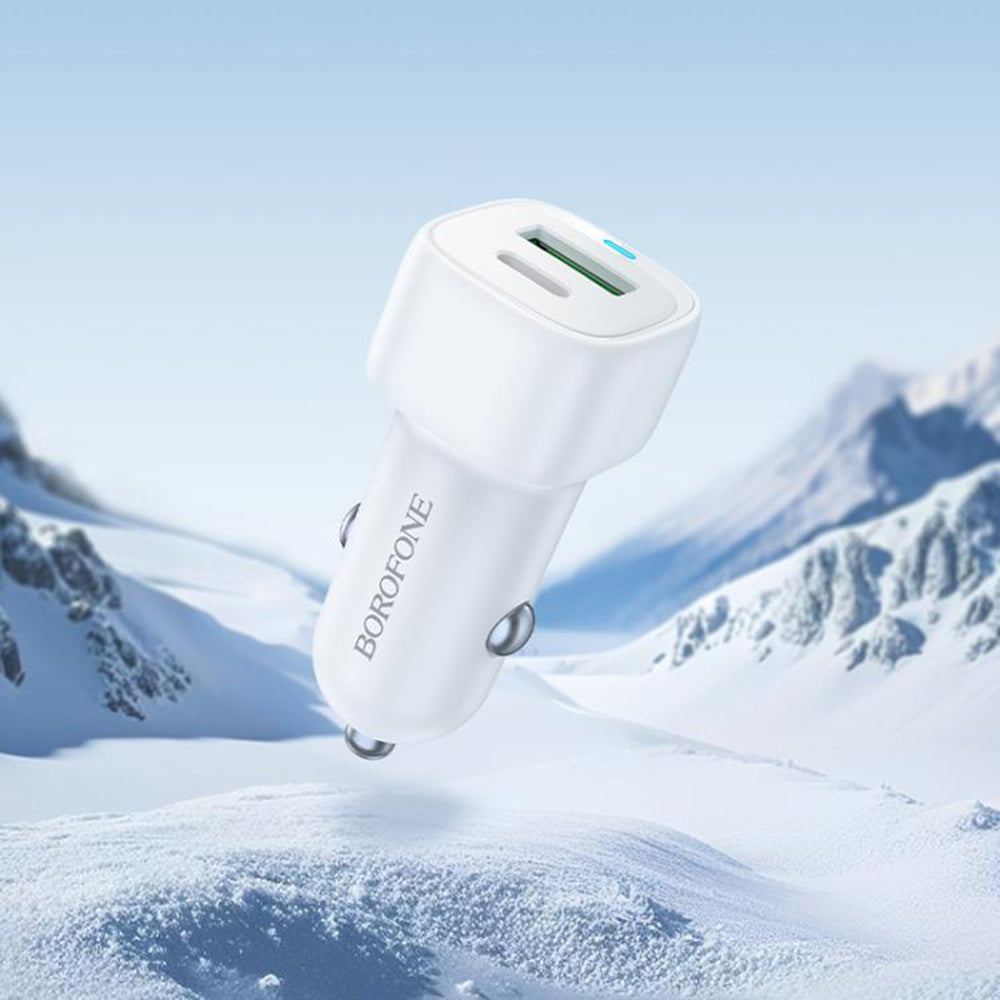 Auto-Ladegerät Borofone BZ34B Cloud, 20W, 3A, 1 x USB-A - 1 x USB-C, Weiß