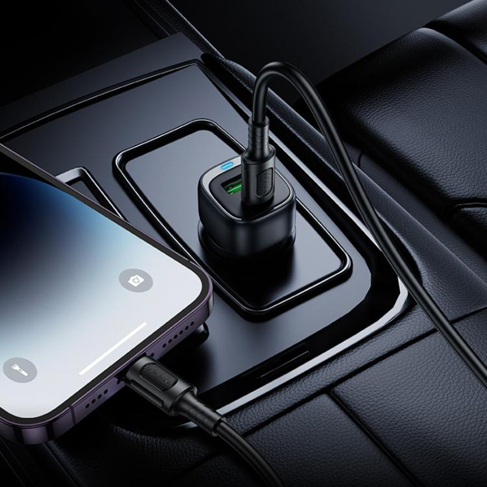 Auto-Ladegerät Borofone BZ34B Cloud, 38W, 3A, 1 x USB-A - 1 x USB-C, Schwarz