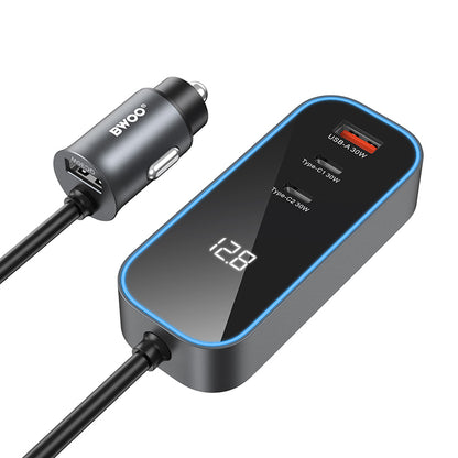 Auto-Ladegerät BWOO CC107 Display, 120W, 3A, 2 x USB-A - 2 x USB-C, Schwarz