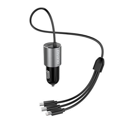 Chargeur Auto Avec Câble Lightning / microUSB / USB-C Dudao R5ProN, 17W, 3.4A, 1 x USB-A, Noir
