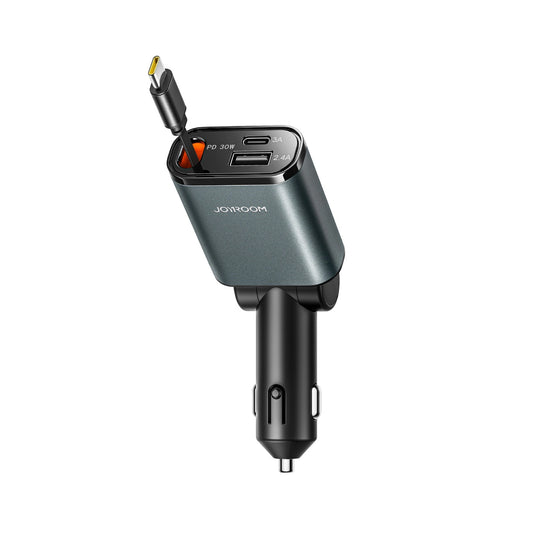 Chargeur de voiture avec câble USB-C Joyroom JR-CCL07, 30W, 3A, 1 x USB-A - 1 x USB-C, Gris
