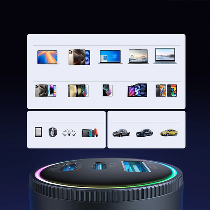 KFZ-Ladegerät mit USB-C Kabel Joyroom JR-CCN07, 145W, 5A, 1 x USB-A - 2 x USB-C, Grau