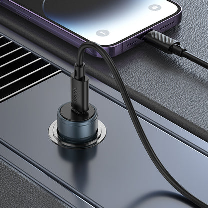 Car Charger with Lightning Cable HOCO Z57, 30W, 3A, 1 x USB-C, Gray