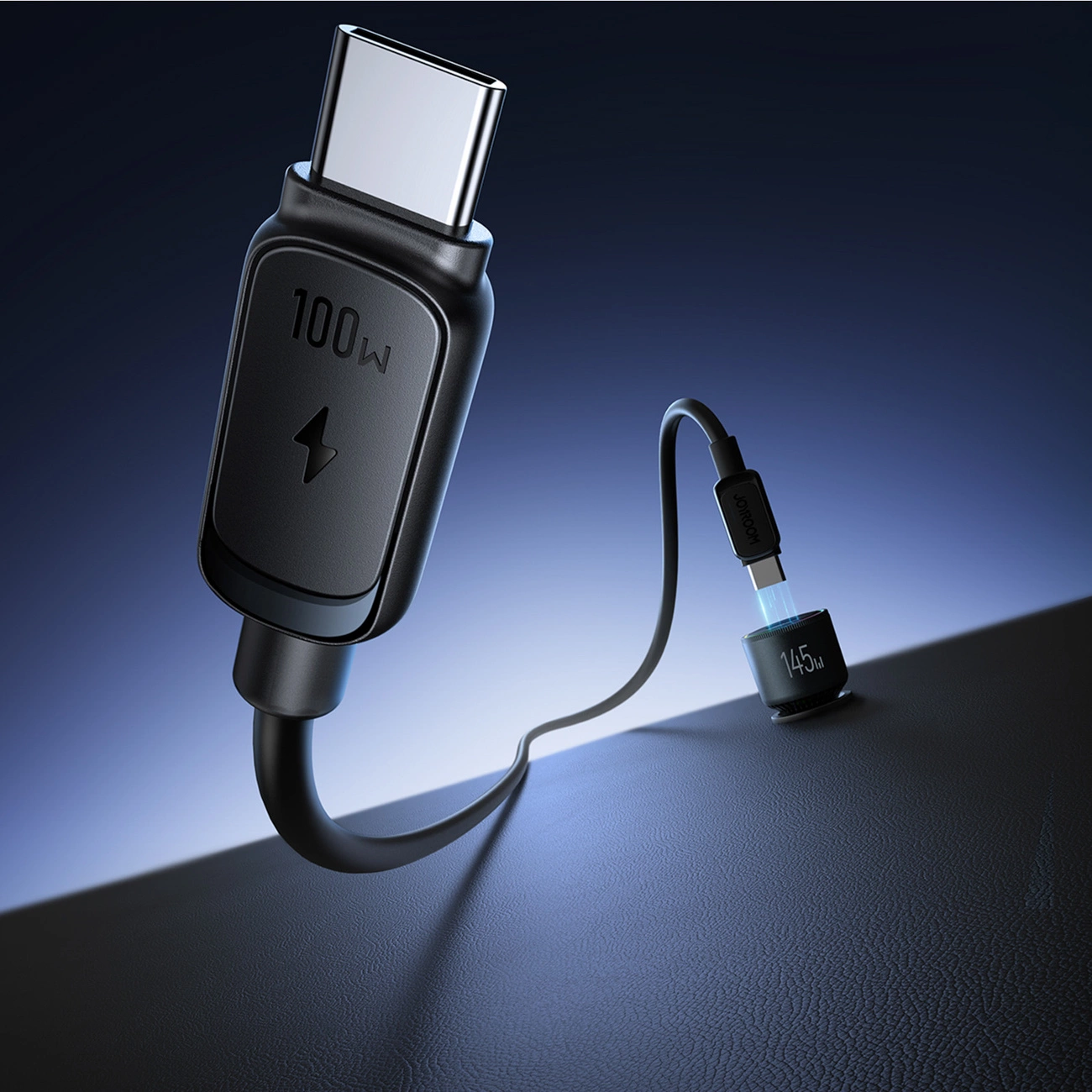 KFZ-Ladegerät mit USB-C Kabel Joyroom JR-CCN07, 145W, 5A, 1 x USB-A - 2 x USB-C, Grau