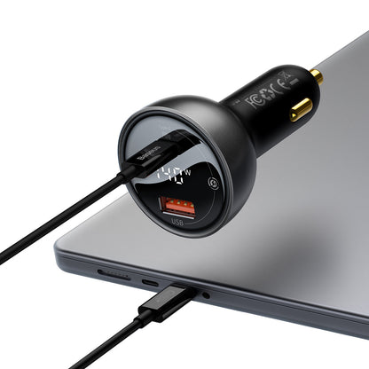 Chargeur de voiture avec câble USB-C Baseus, 140W, 5A, 1 x USB-A - 1 x USB-C, Noir CGZX070001