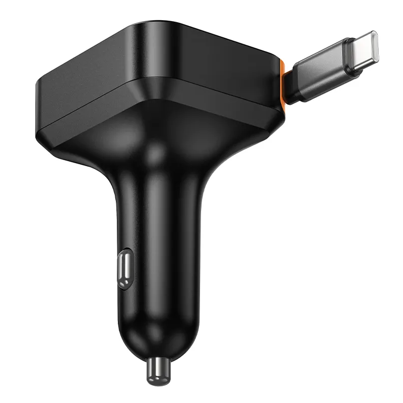 Chargeur de voiture avec câble USB-C HOCO NZ18, 65W, 3A, 1 x USB-A - 1 x USB-C, Noir