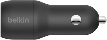 Chargeur Auto Avec Câble USB-C Belkin BoostCharge Dual, 24W, 2.4A, 2 x USB-A, Noir CCE001bt1MBK