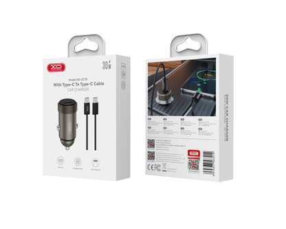Auto-Ladegerät mit USB-C Kabel XO Design CC70, 30W, 3A, 1 x USB-C, Schwarz