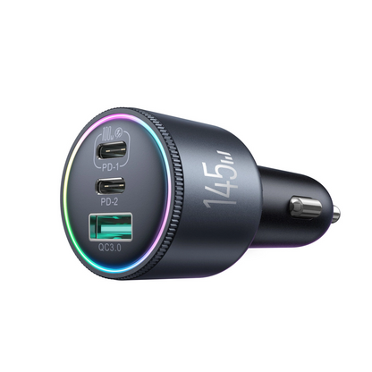 KFZ-Ladegerät mit USB-C Kabel Joyroom JR-CCN07, 145W, 5A, 1 x USB-A - 2 x USB-C, Grau
